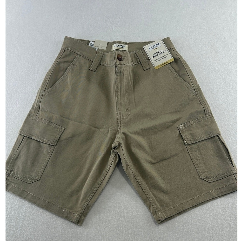 Levi Strauss Signature Mens Essential Cargo Shorts Tan Khaki 29 Ultimate Flex